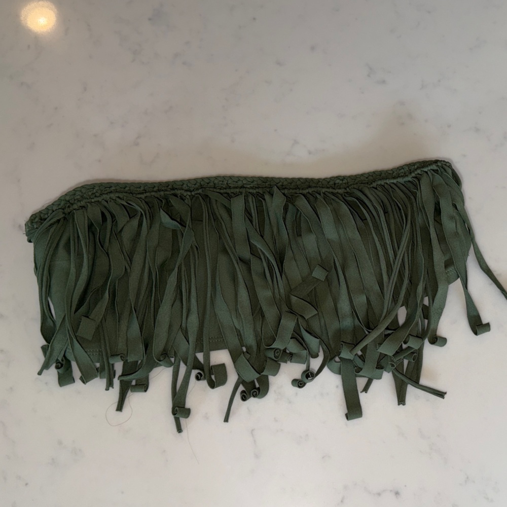 Olive Green Fringe Bandeau Top